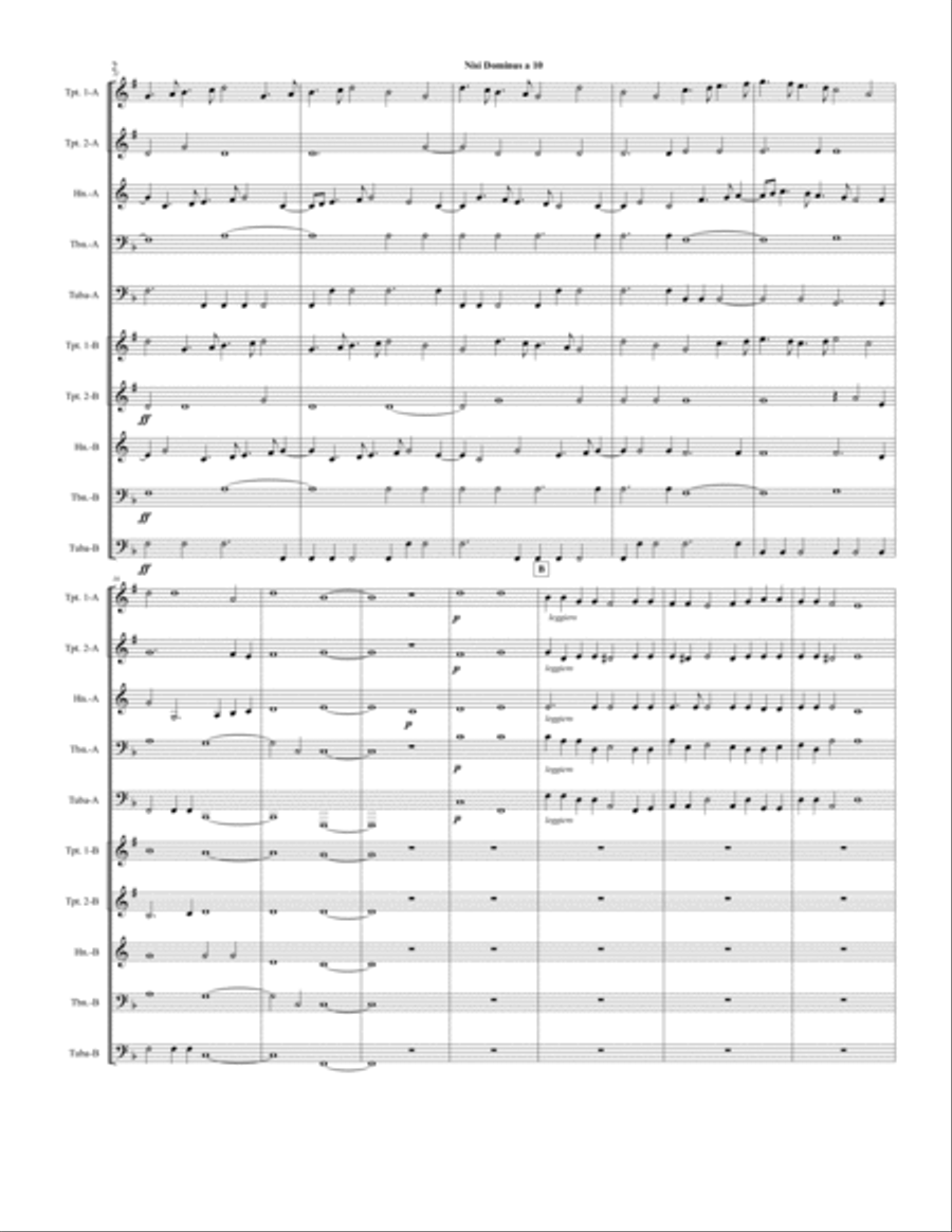 Nisi Dominus a 10 for Double Brass Quintet Brass Ensemble scores gallery preview page 3
