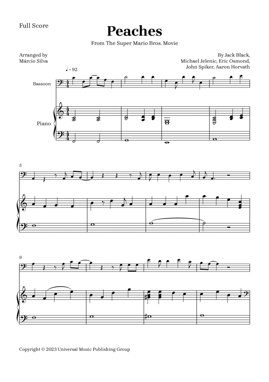 Peaches Bassoon scores gallery preview page 1