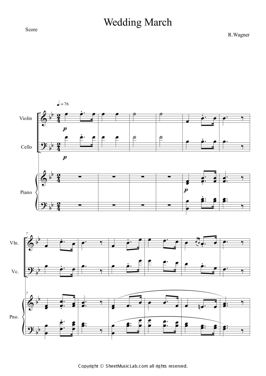 Wedding March Piano Trio scores gallery preview page 1