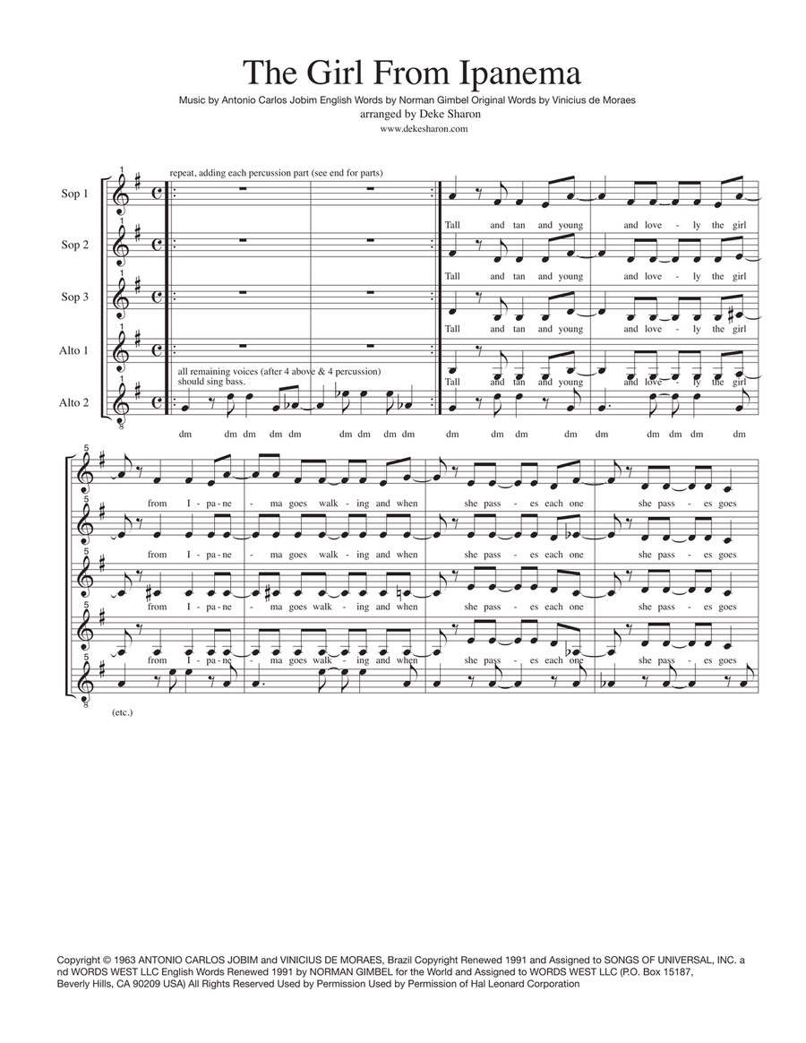 The Girl From Ipanema (Garota De Ipanema) SA scores gallery preview page 1
