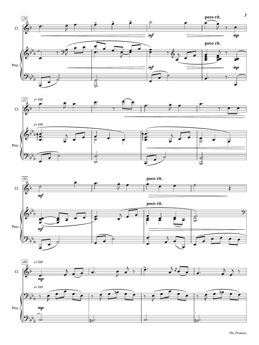 The Promise [Clarinet & Piano] B-Flat Clarinet scores gallery preview page 5