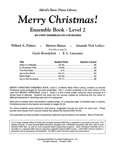 Alfred's Basic Piano Course: Merry Christmas! Ensemble, Level 2