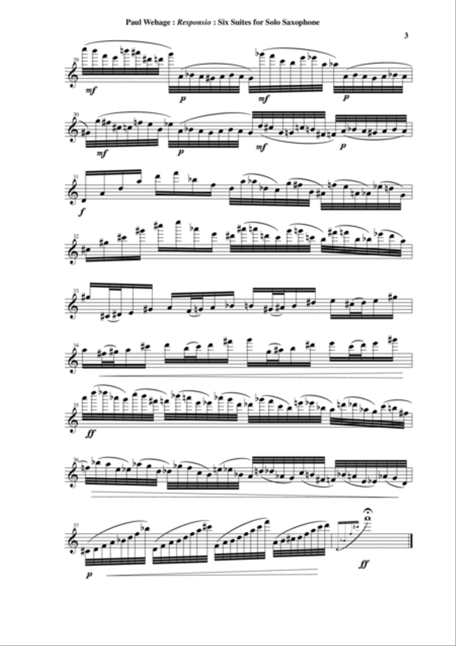 Responsio, Six Suites for solo saxophone (any)