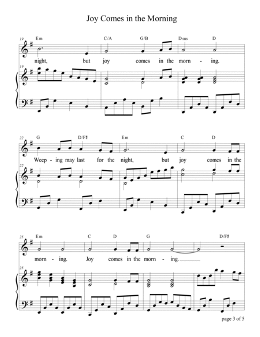 Joy Comes in the Morning (Psalm 30) Voice scores gallery preview page 6