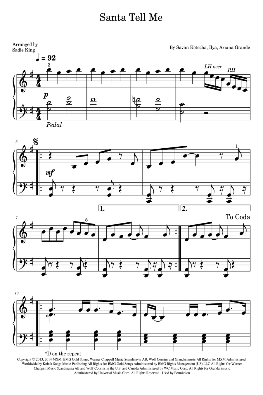 Santa Tell Me Piano Solo scores gallery preview page 1