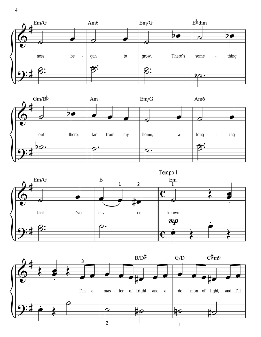 Jack's Lament (from The Nightmare Before Christmas) Easy Piano scores gallery preview page 4
