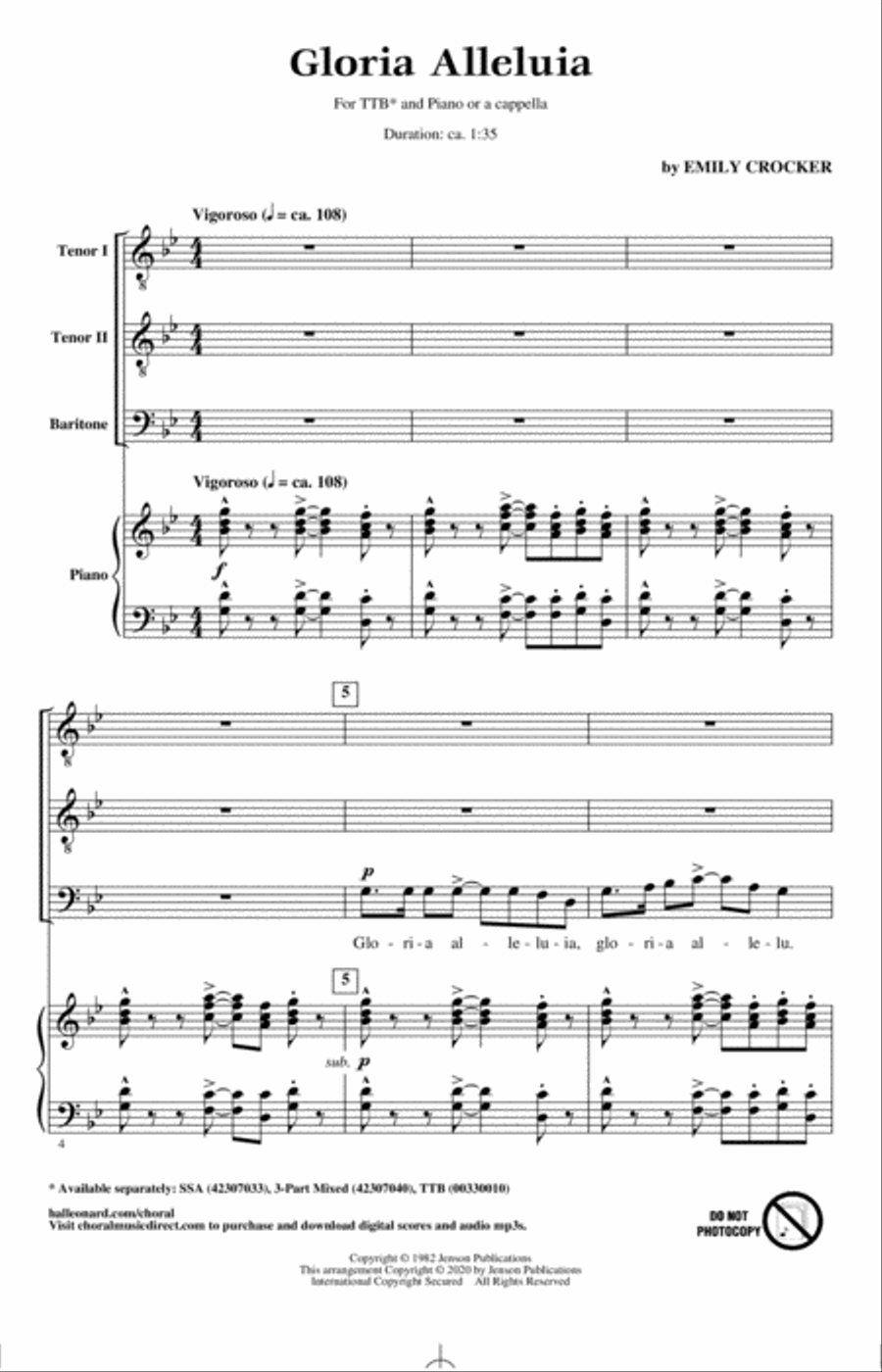 Gloria Alleluia Gloria Alleluia TTBB scores gallery preview page 1