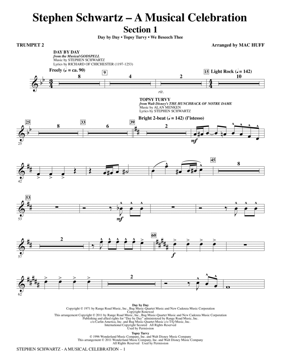 Stephen Schwartz: A Musical Celebration (Medley) - Trumpet 2 Choir scores gallery preview page 1