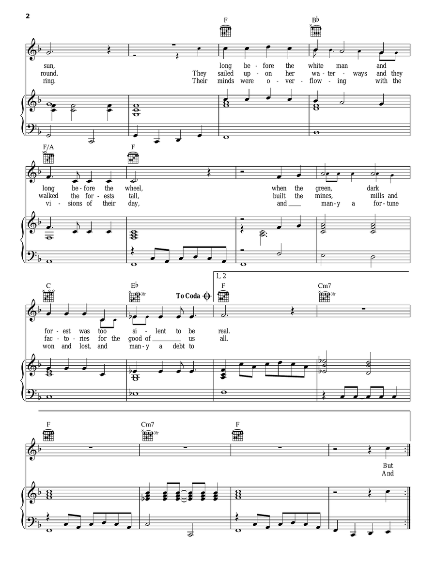 Canadian Railroad Trilogy Piano, Vocal, Guitar scores gallery preview page 2