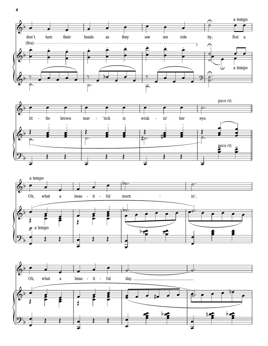 Oh, What A Beautiful Mornin' (from Oklahoma!) Piano, Vocal scores gallery preview page 4