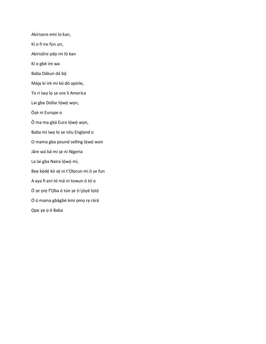 Emi lo kan Piano, Vocal, Guitar scores gallery preview page 1