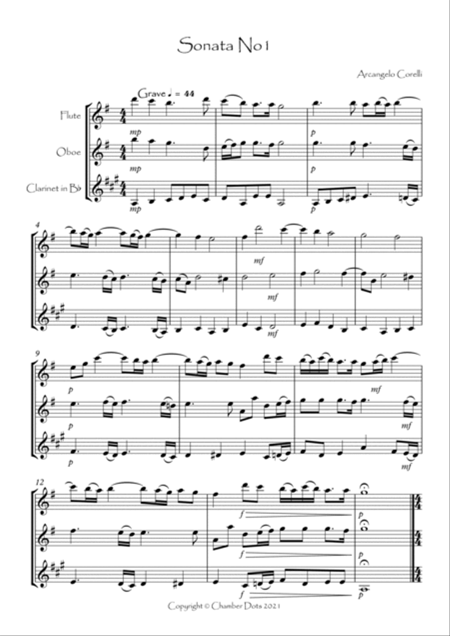Sonata No.1 Woodwind Trio scores gallery preview page 2