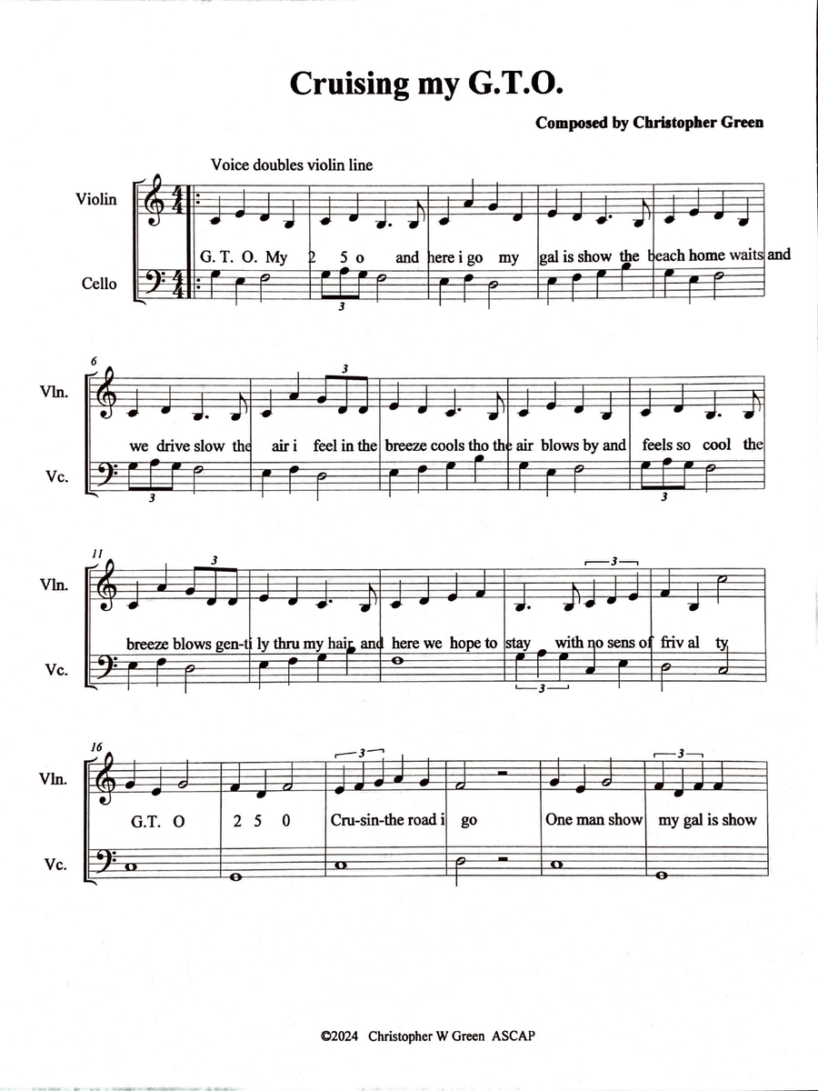 Cruising my GTO Cruising my GTO Piano scores gallery preview page 1