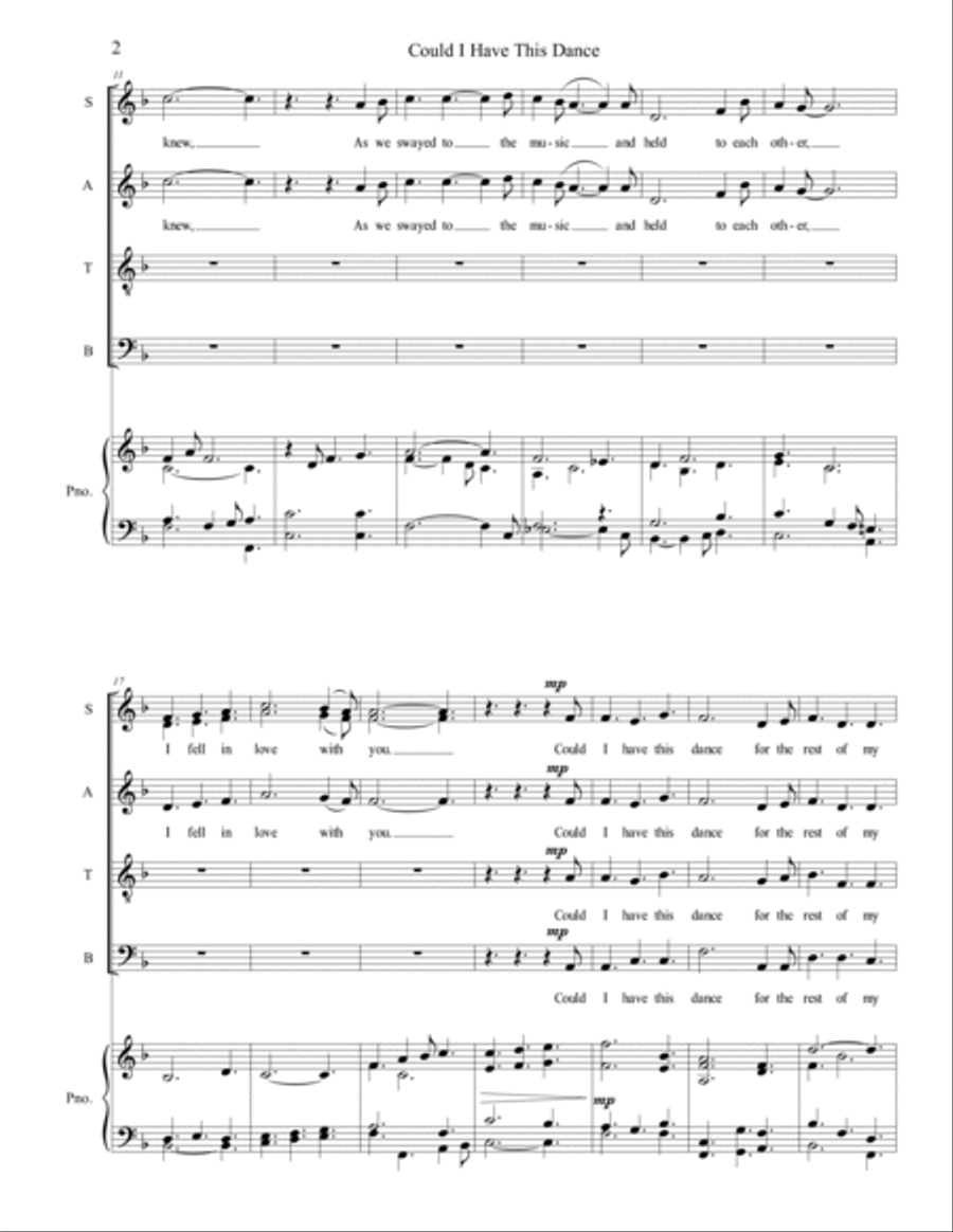 Could I Have This Dance Could I Have This Dance 4-Part scores gallery preview page 2