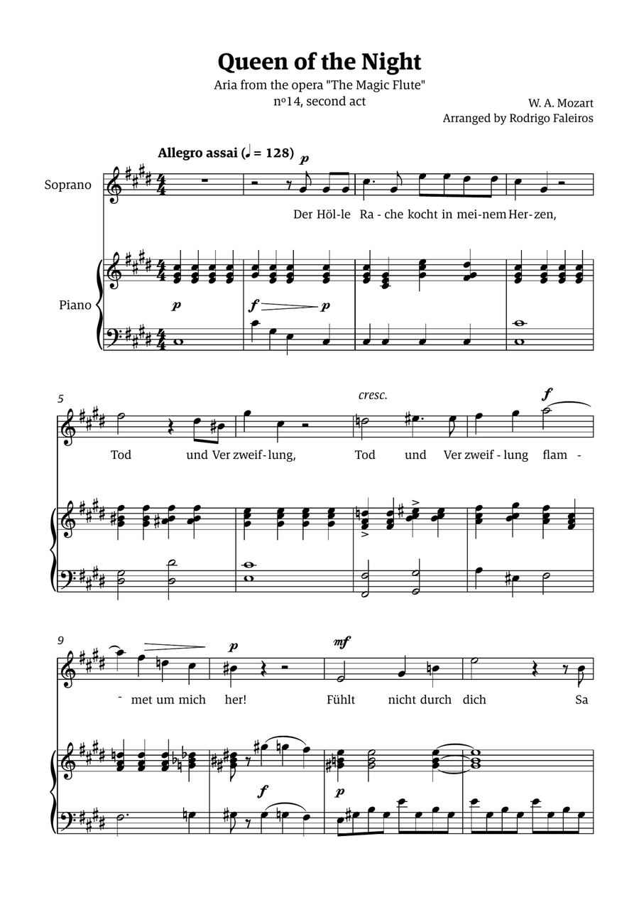 Queen of the Night (aria) - for SOPRANO in C# minor Chamber Music scores gallery preview page 1