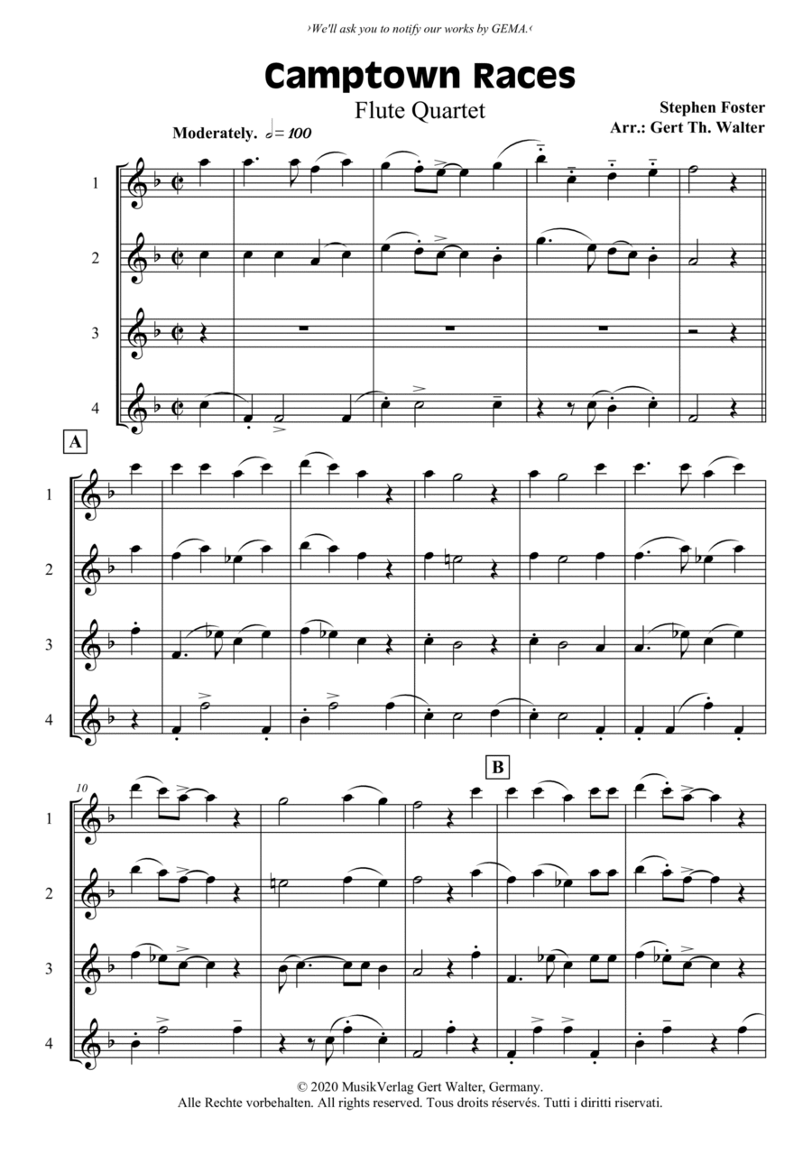Camptown Races Camptown Races Woodwind Quartet scores gallery preview page 1