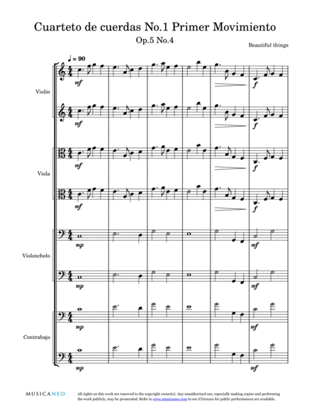 Cuarteto de cuerdas No.1 (Primer Movimiento)-Beautiful things Op.5 No.4