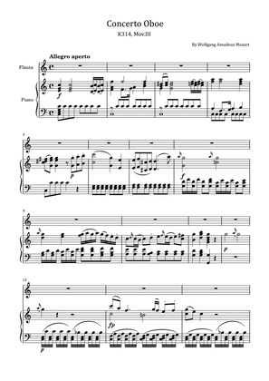 Mozart - Oboe Concerto in C major - K.314, Mov.III - For Flute and Piano Original