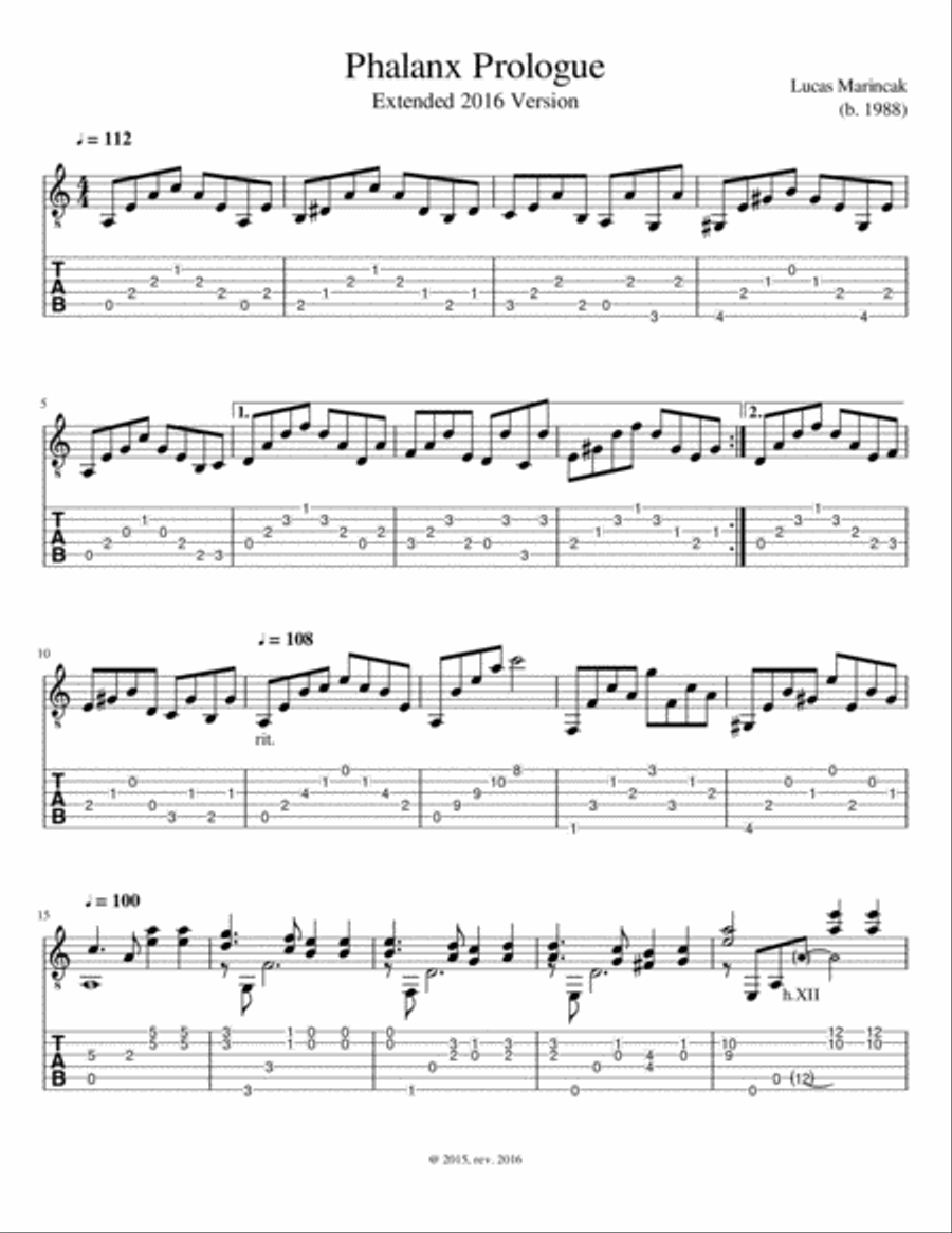 Phalanx Prologue (Classical Guitar) Acoustic Guitar scores gallery preview page 1