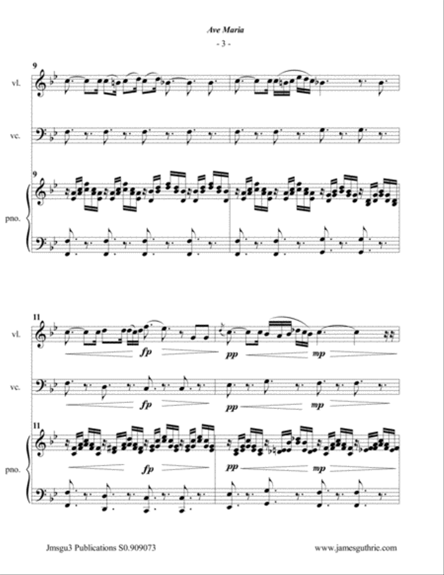Schubert: Ave Maria for Piano Trio Piano Trio scores gallery preview page 3