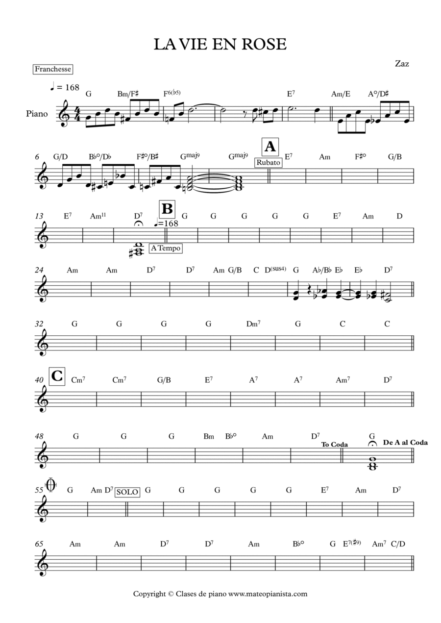 La Vida En Rosa Easy Piano scores gallery preview page 1