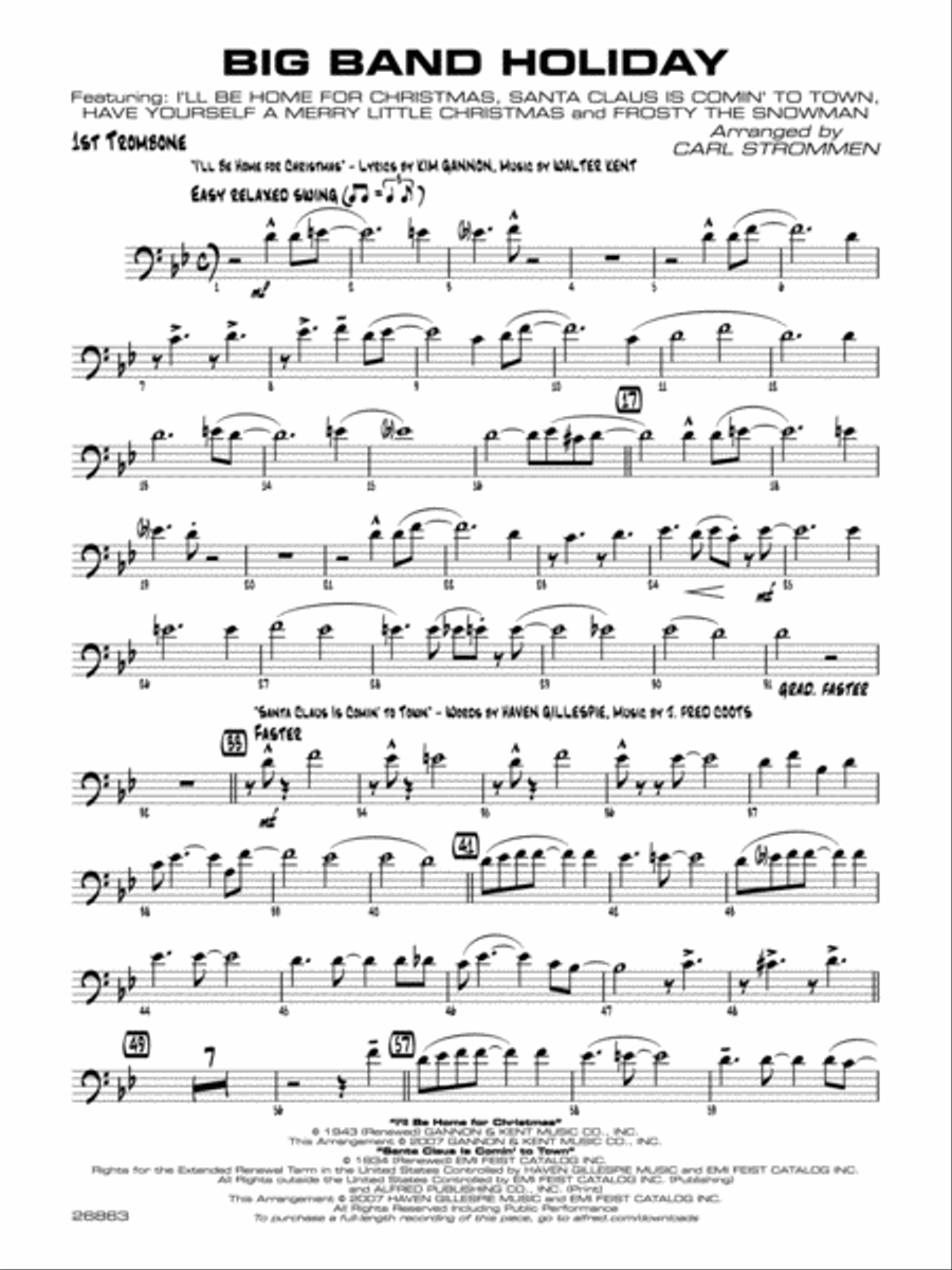 Big Band Holiday: 1st Trombone Jazz Ensemble scores gallery preview page 1
