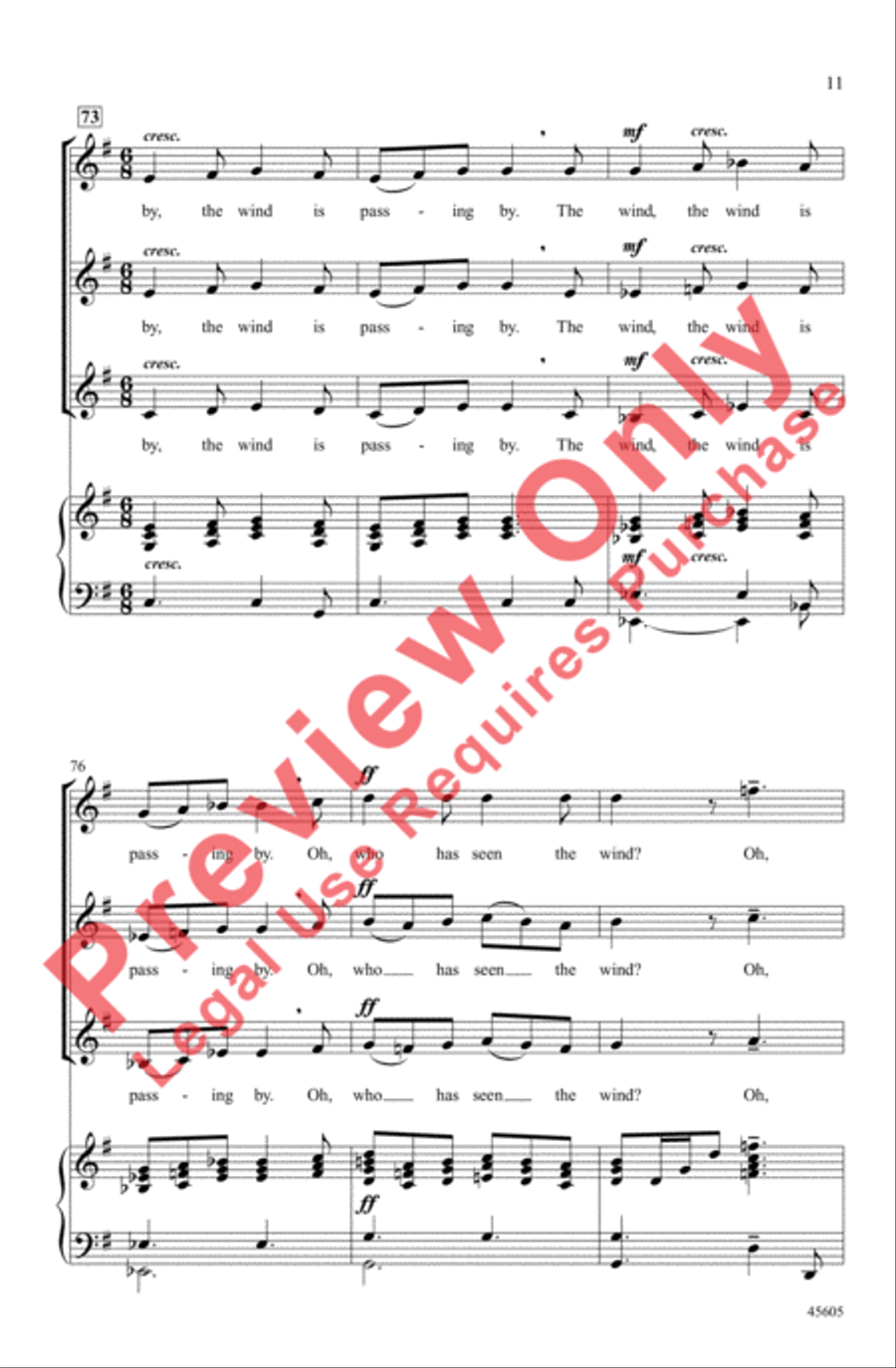 Who Has Seen the Wind? Women's Choir scores gallery preview page 11