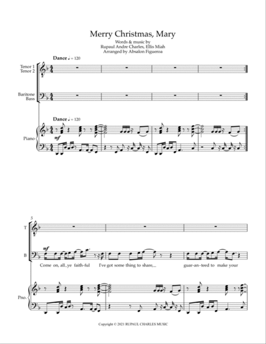Merry Christmas Mary TTBB scores gallery preview page 2
