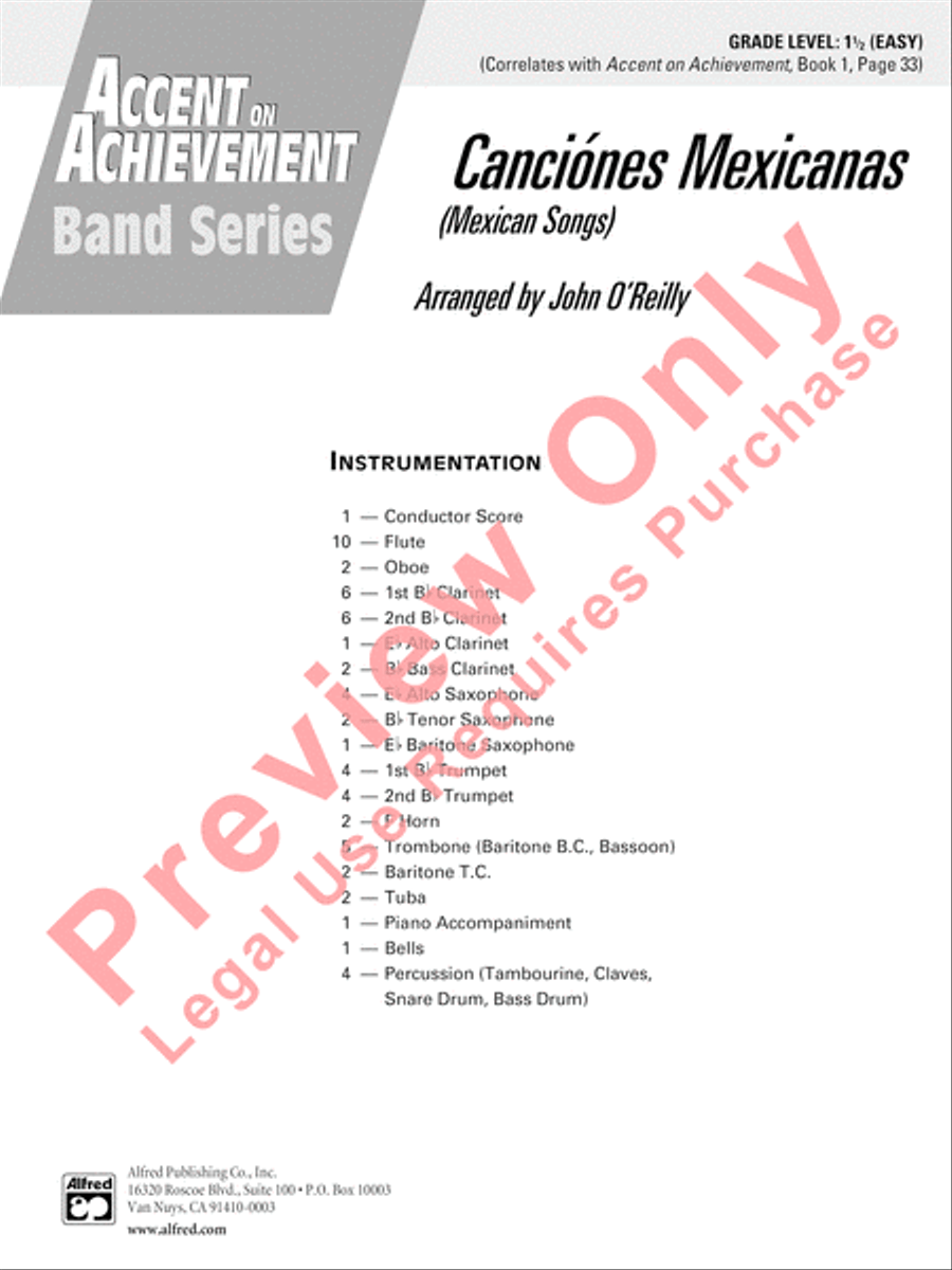 Canciónes Mexicanas Concert Band scores gallery preview page 2