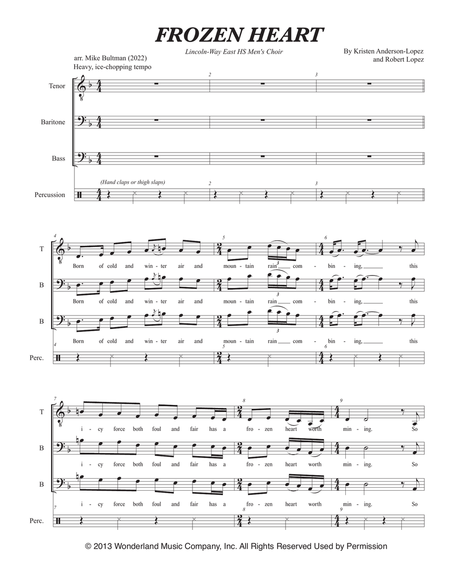 Frozen Heart TTBB scores gallery preview page 1