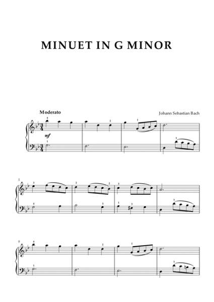 J.S.Bach - Minuet in g minor - Piano Easy image number null