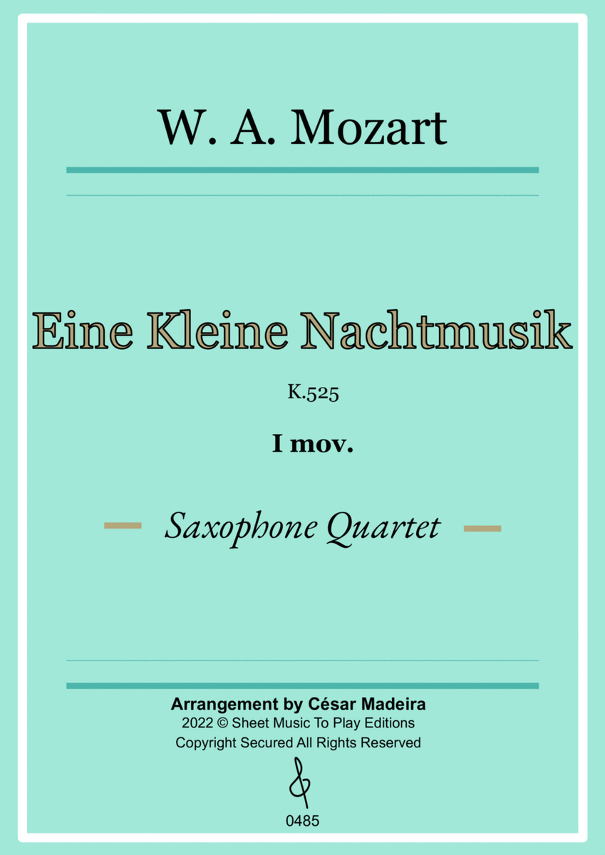 Eine Kleine Nachtmusik (1 mov.) - Saxophone Quartet (Full Score) - Score Only image number null
