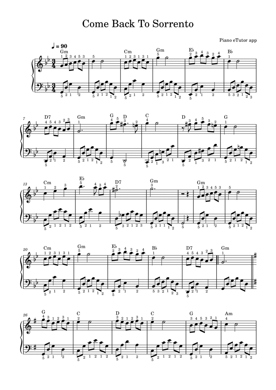 Come Back To Sorrento (Torna a Surriento) - piano Easy Piano scores gallery preview page 1