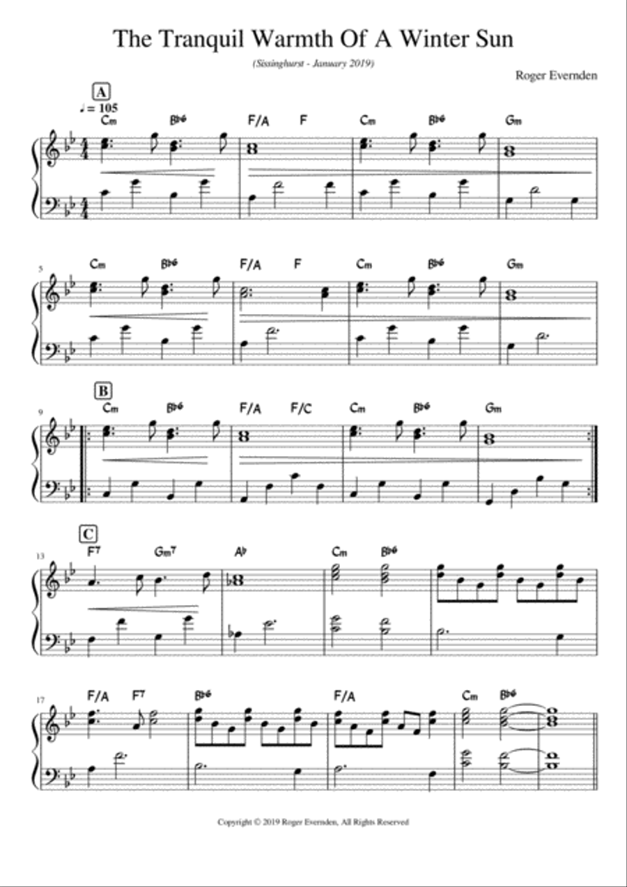 The Tranquil Warmth Of A Winter Sun Piano Solo scores gallery preview page 1