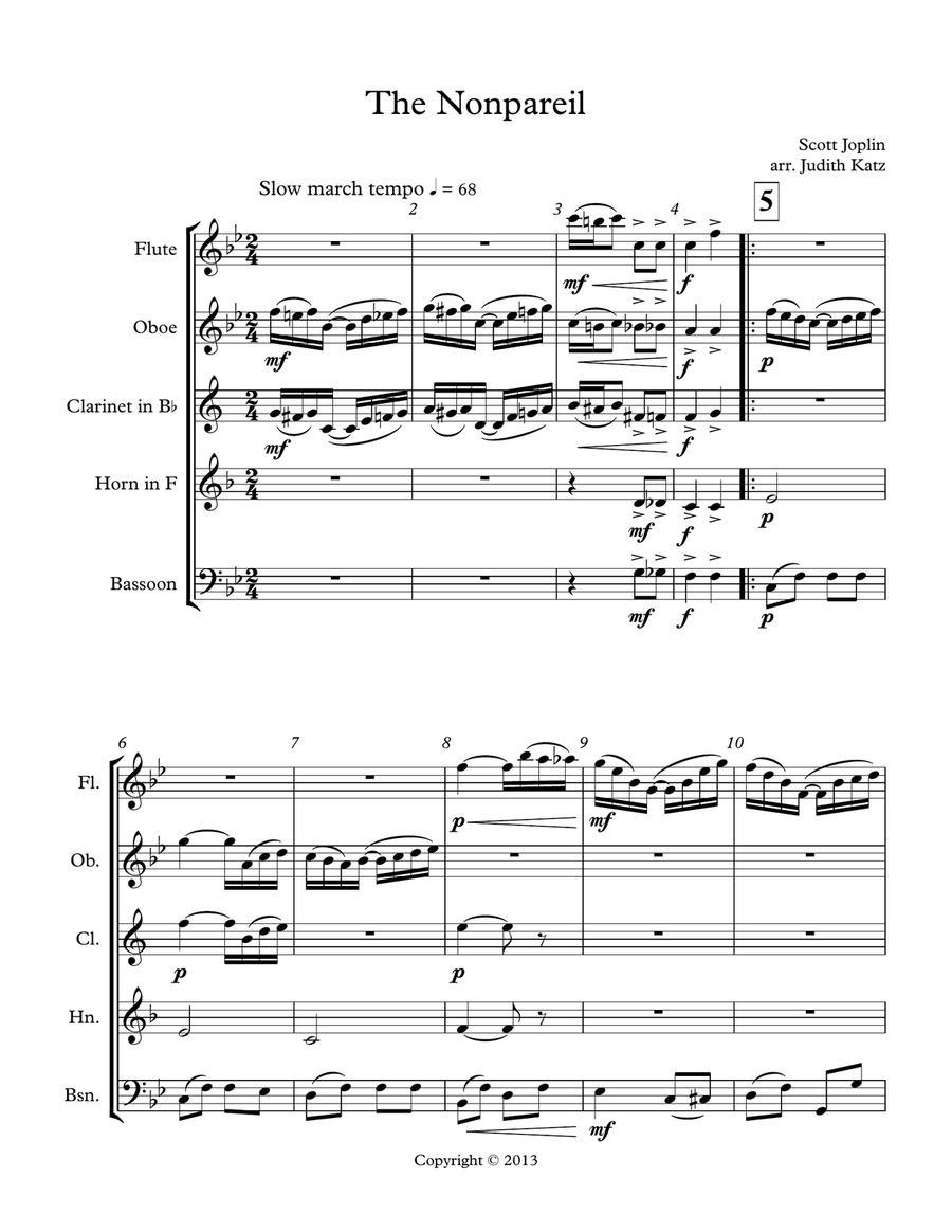 The Nonpareil - for woodwind quintet The Nonpareil - for woodwind quintet Woodwind Quintet scores gallery preview page 1