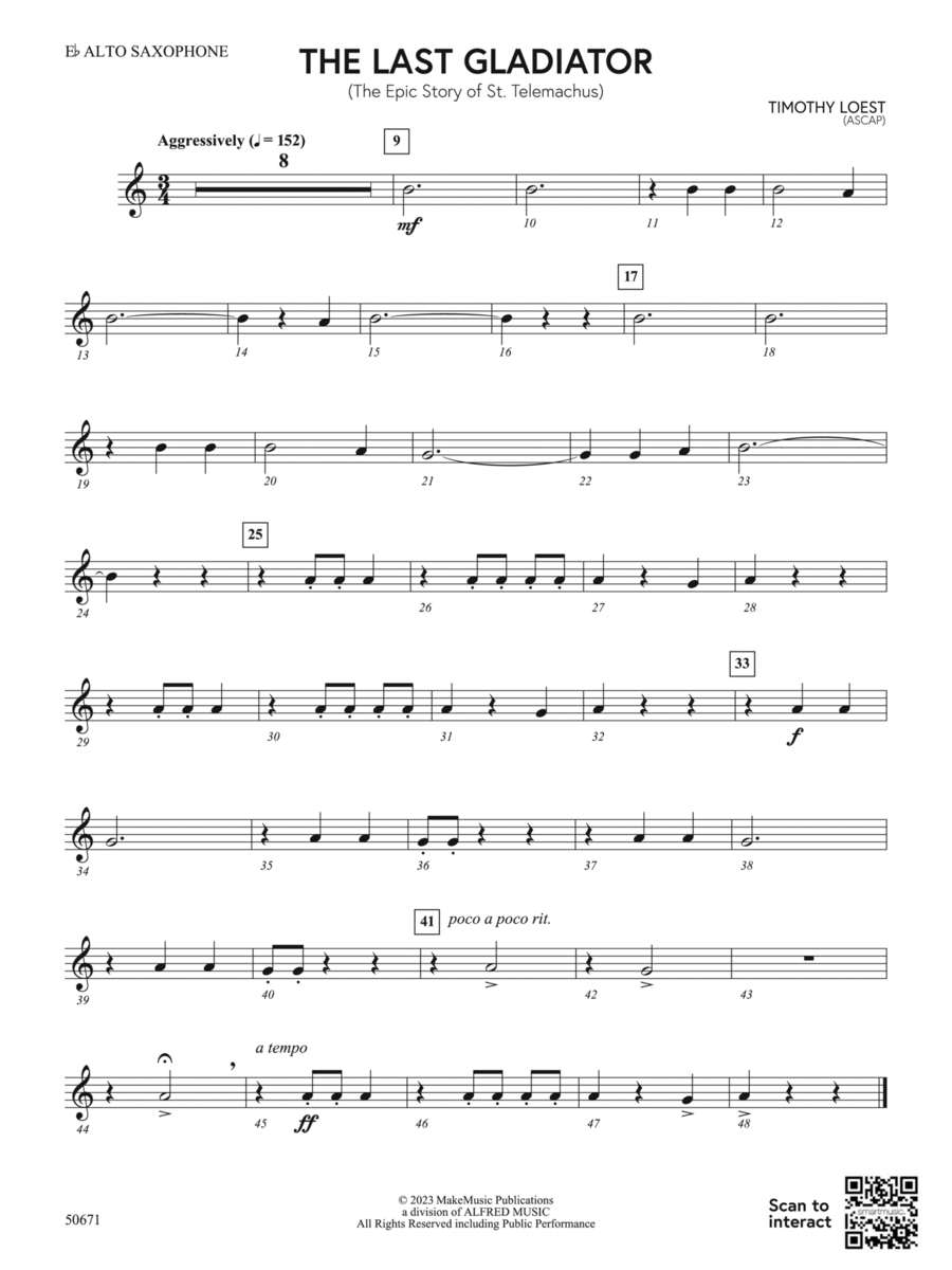 The Last Gladiator: E-flat Alto Saxophone Concert Band scores gallery preview page 1