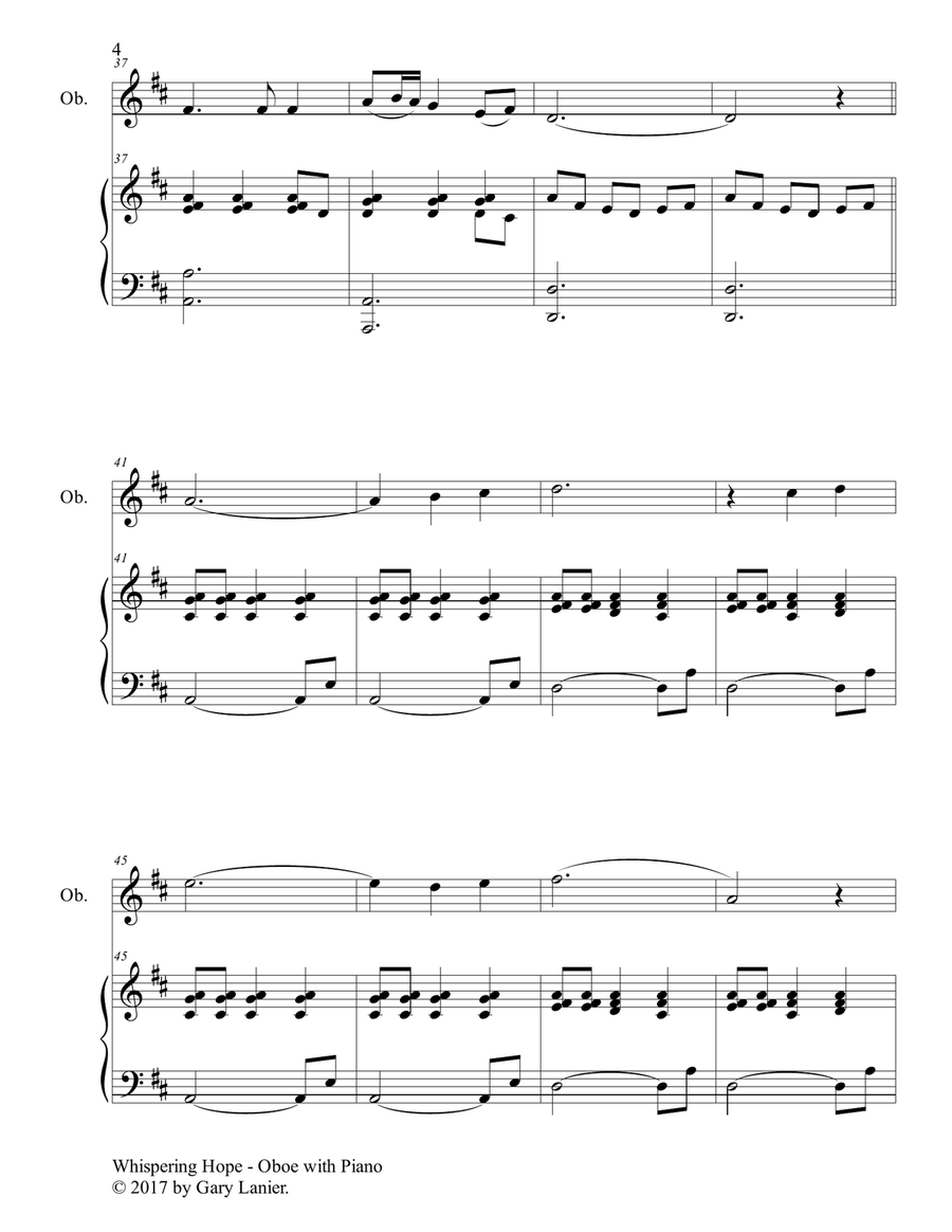 WHISPERING HOPE (Duet – Oboe & Piano with Score/Part) Piano scores gallery preview page 5