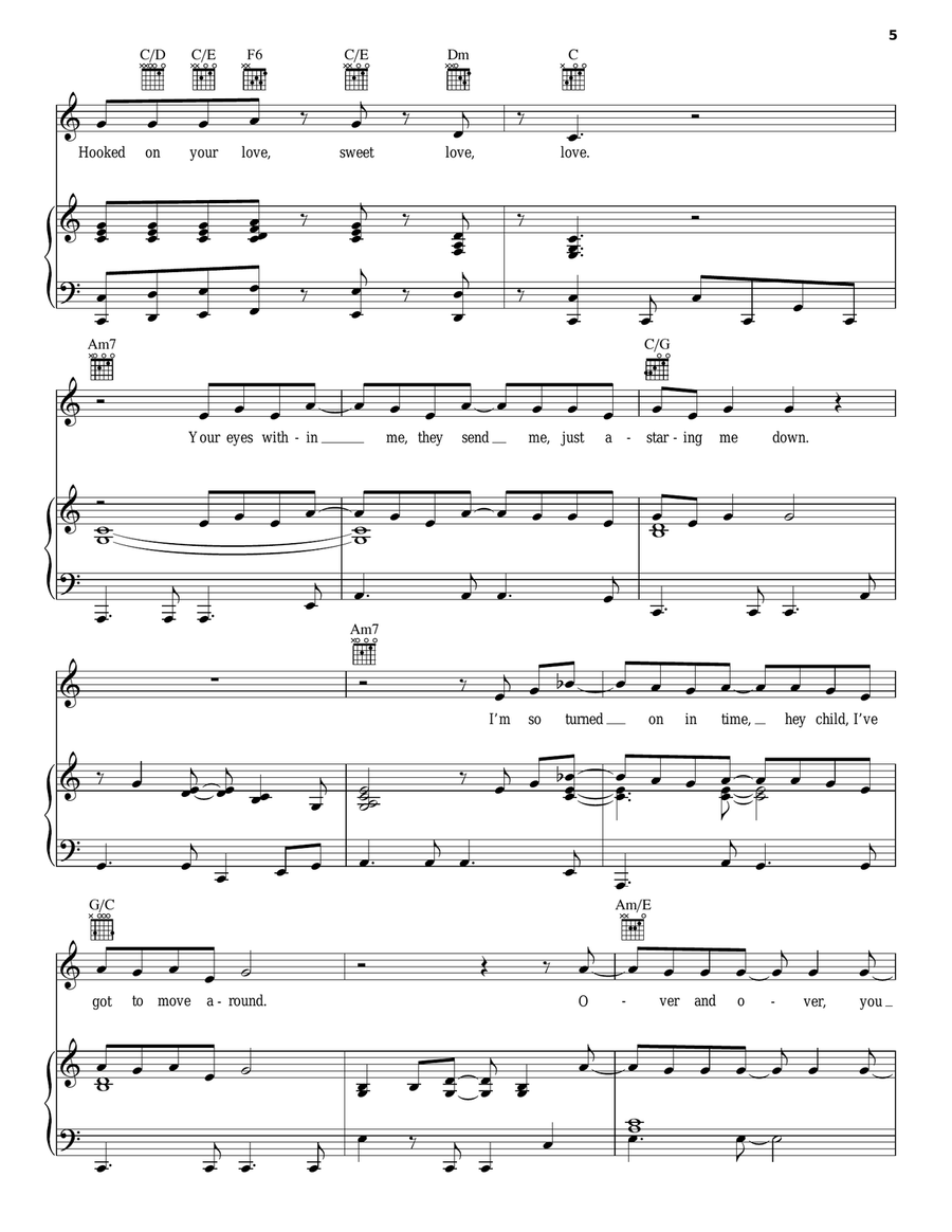 Hooked On Your Love Hooked On Your Love Piano, Vocal, Guitar scores gallery preview page 5