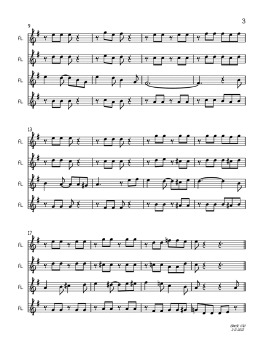 I Saw Mommy Kissing Santa Claus Woodwind Quartet scores gallery preview page 3