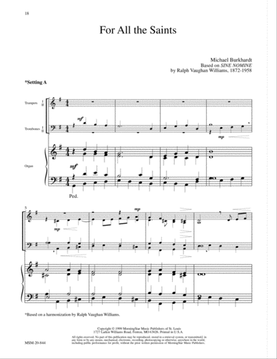 Five Hymn Accompaniments for Brass Quartet and Organ, Set 3 image number null