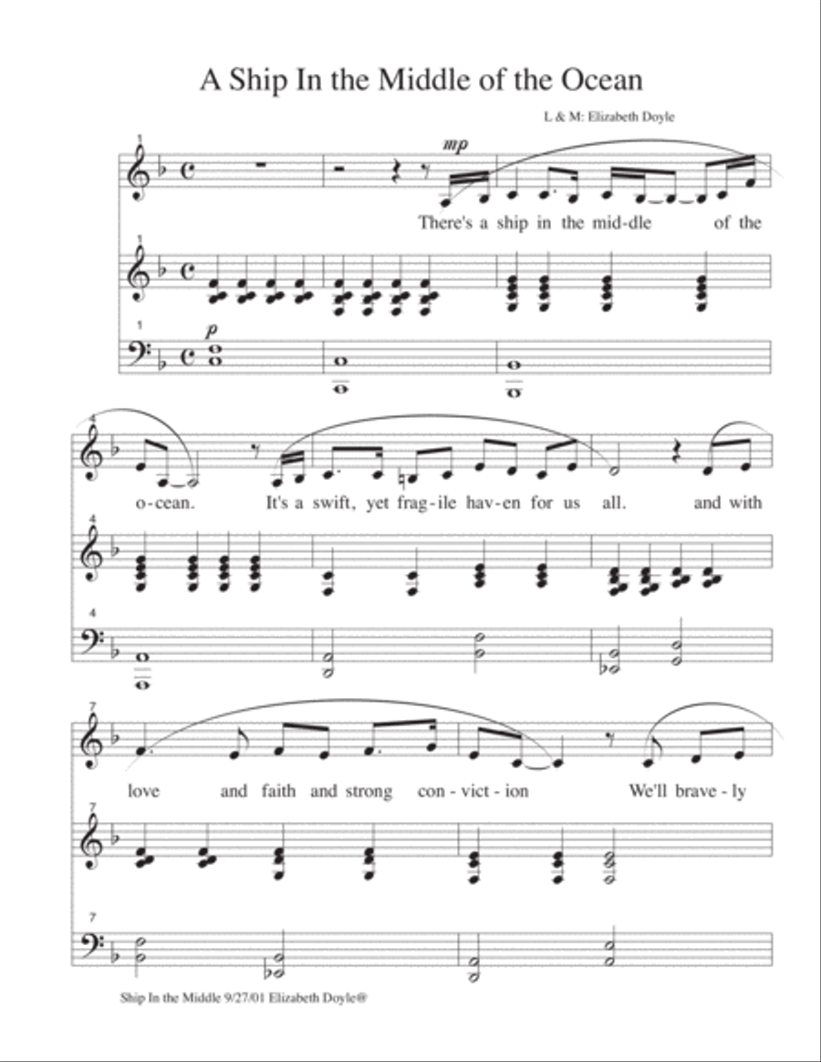A Ship In the Middle of the Ocean Voice scores gallery preview page 1