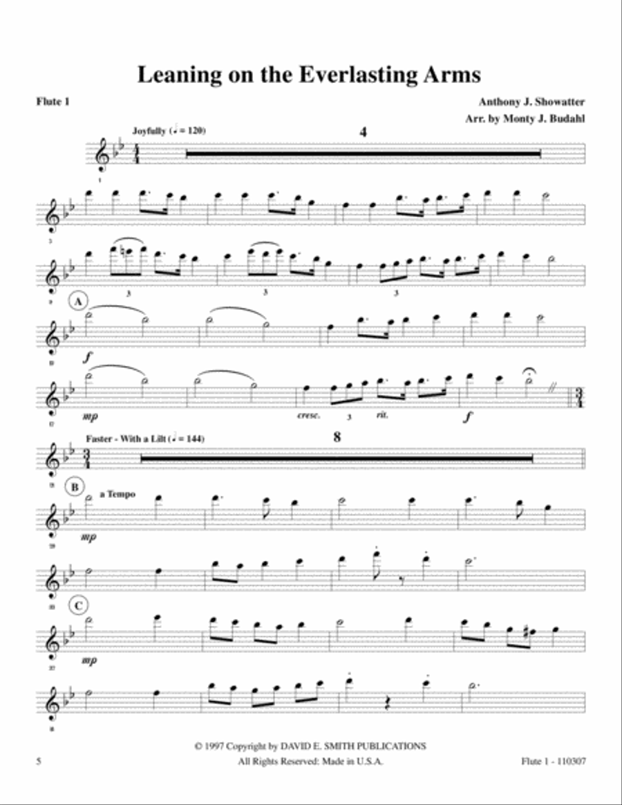 Leaning On The Everlasting Arms Flute Trio scores gallery preview page 5
