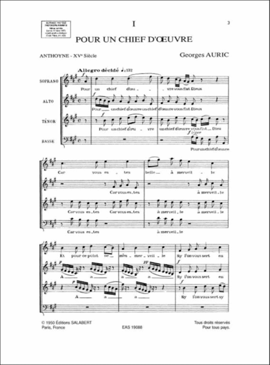 Cinq Chansons francaises 4-Part scores gallery preview page 2