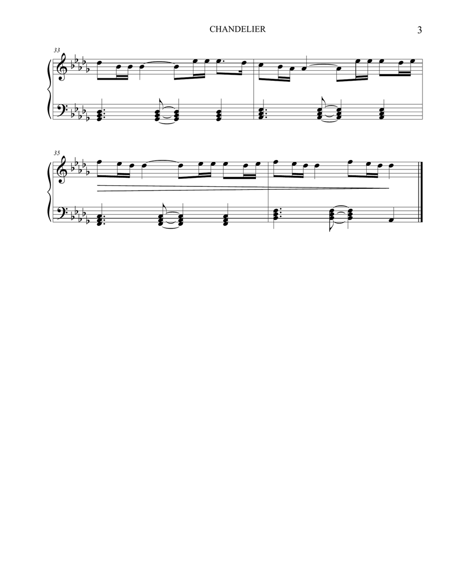 Chandelier Easy Piano scores gallery preview page 4
