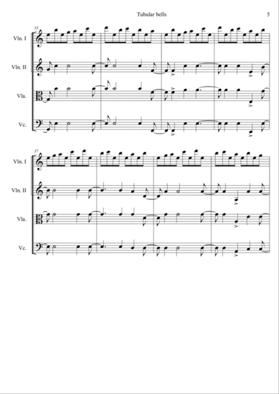Tubular Bells String Quartet scores gallery preview page 5