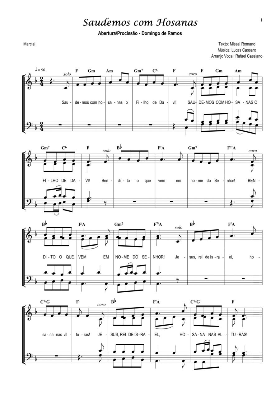 Saudemos Com Hosanas Saudemos Com Hosanas 4-Part scores gallery preview page 1