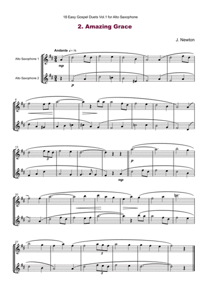 18 Easy Gospel Duets Vol.1 for Alto Saxophone