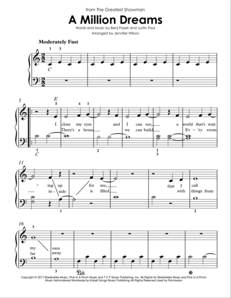 A Million Dreams Easy Piano scores gallery preview page 2