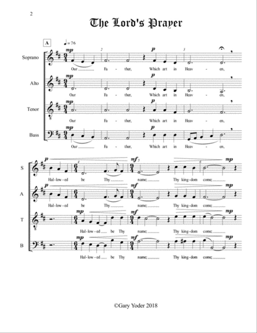 The Lord's Prayer SATB The Lord's Prayer SATB 4-Part scores gallery preview page 2