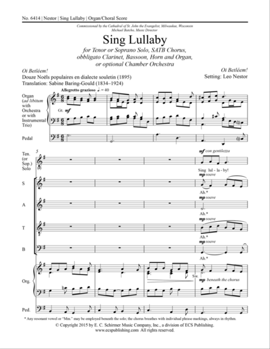 Sing Lullaby 4-Part scores gallery preview page 1